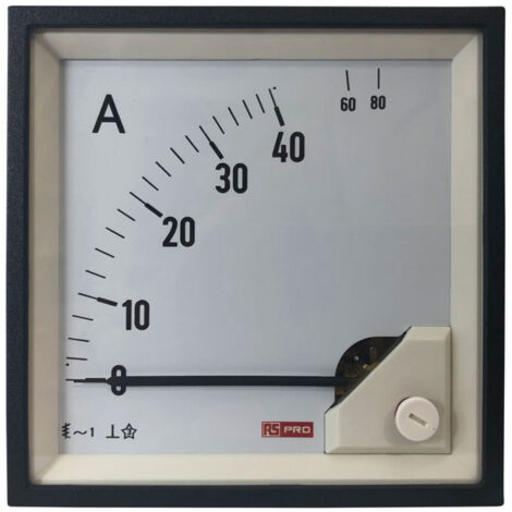 Ampèremètre analogique de panneau V c.a. RS PRO, Echelle 80 (Input)A, 96mm x 96mm ( Prix pour 1 )