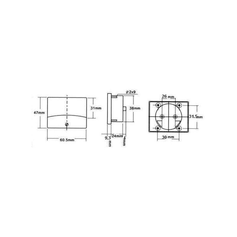 Amperemetre analogique de tableau 5A cc 60 x 47MM velleman AIM605000