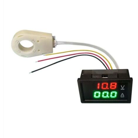 Ampèremètre Hall Voltmètre DC 0-300V 200A Moniteur Batterie LED Compteur Tension Courant 12V 24V 48V Voiture