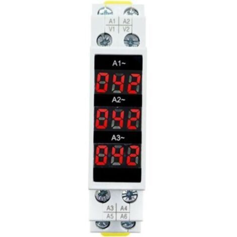 Ampèremètre triphasé modulaire - Mini rail DIN 35 mm, ampèremètre numérique avec affichage haute définition et installation double clips