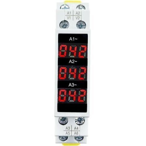 Ampèremètre Triphasé Modulaire pour Rail DIN Mini avec Affichage Numérique Haute Définition