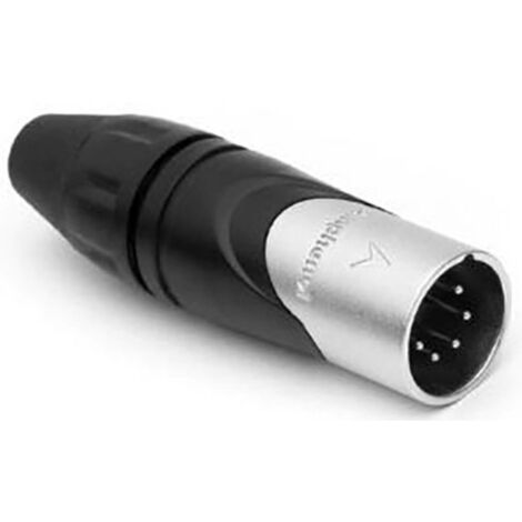 Amphenol AX5M XLR-Steckverbinder Stecker, gerade Polzahl: 5  Schwarz, Silber 1 St.