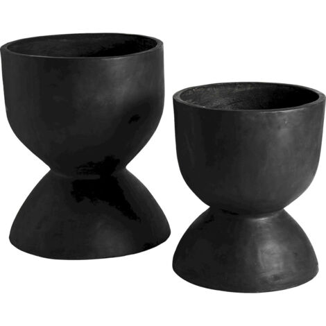 Amphore décorative noire contemporaine en terracotta - Noir profond et mat