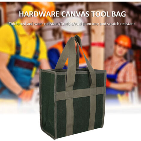 Ampia borsa porta attrezzi per la manutenzione, robusta, resistente all'usura, multifunzionale e portatile, in tela verde 084-4