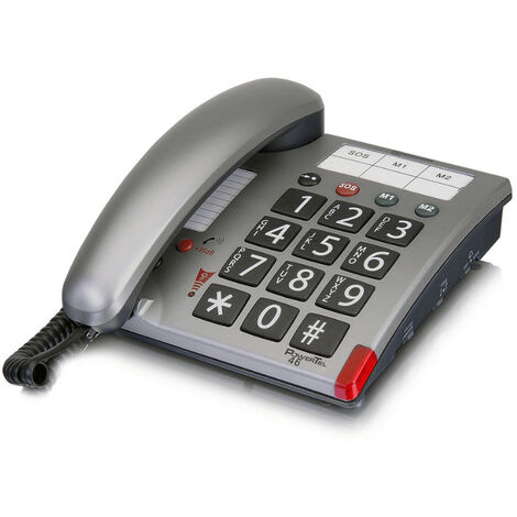 Amplicomms Powertel 46 - Téléphone fixe filaire senior amplifié - Gris
