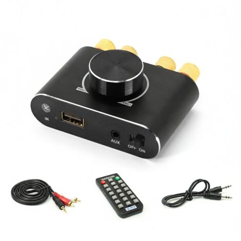 Amplificador de audio inalámbrico Bluetooth 5.1 de 50 W + 50 W, amplificador de sonido portátil para coche y hogar.