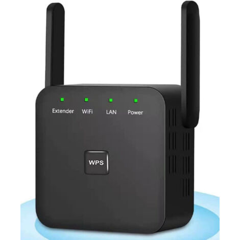 Amplificador de señal WiFi, repetidor WiFi de 300 Mbps con puerto Ethernet, configuración rápida, extensor de internet inalámbrico de largo alcance, negro