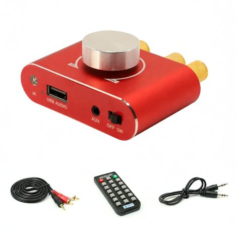 Amplificador estéreo 15W X15H 12/24V Bluetooth, entrada AUX USB, compatible Sinilink app control remoto, para auto y casa