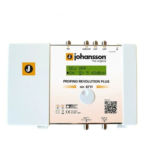 Amplificateur à filtre terrestre programmable 4 entrées - 1 FM + 1 DAB/VHF + 2 UHF, plus de 50 Canaux, AGC, Téléalimentation 12-24 V