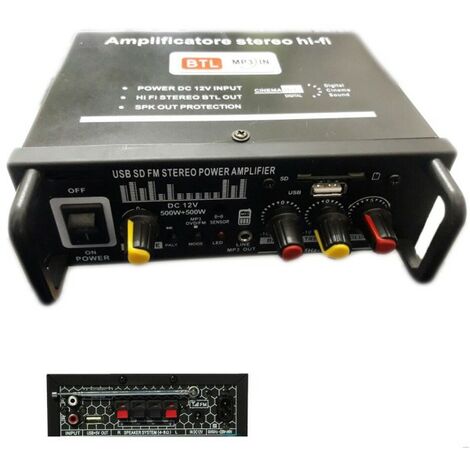 Amplificateur audio stéréo HiFi voiture 12V 500W avec commutateur de filtre  ba