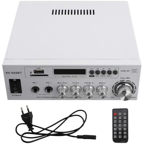 Amplificateur audio AV-660BT 2.0 CH - Amplificateur de puissance avec prise UE