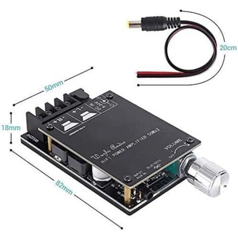 Amplificateur audio Bluetooth stéréo numérique double canal 2 x 50 W, alimentation CC 5 V-27 V, avec filtre haute fidélité