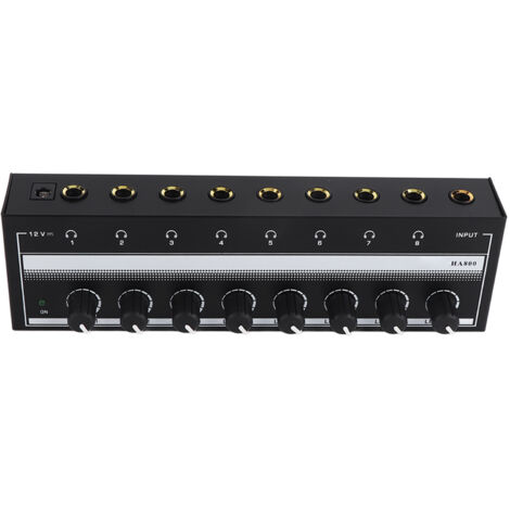 Amplificateur Casque 8 Canaux Portable Haute Fidélité pour Enregistrement et Mixage, Alimentation 100-240V avec Fiche UE