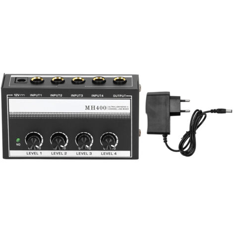 Amplificateur Casque Portable 4 Canaux Métal Faible Bruit pour Studio et Scène Alimentation 100-240V Blanc Prise EU