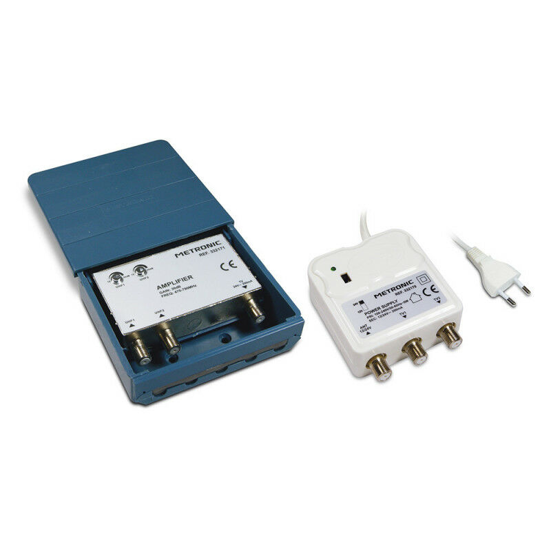 Metronic - Amplificateur coupleur d'ext./2 entrées uhf 30 dB+alimentation