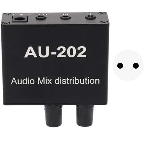 Amplificateur de distribution audio stéréo 2 entrées 2 sorties avec adaptateur secteur 100‑240V prise UE