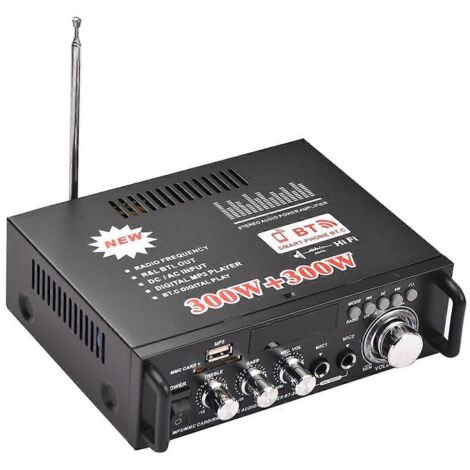Amplificateur de puissance audio miniature BT-298A 2 canaux 300 W + 300 W pour voiture et maison, prise UE