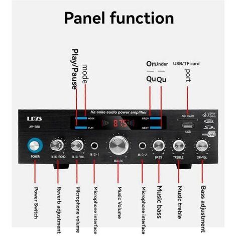 Amplificateur de puissance domestique 5.1 Bluetooth avec basses, télécommande Hi-Fi, prise UE