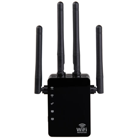 Amplificateur de signal Wi-Fi sans fil, répéteur double bande 1200 Mbit/s, haute puissance, routeur 2,4 G et 5 G (noir, 90 x 173 x 70 mm)