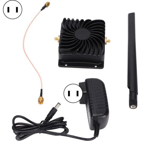 Amplificateur de Signal WiFi 2.4GHz en Forme de Ventilateur Spirale Noir - Répéteur Sans Fil 100‑240V Prise US