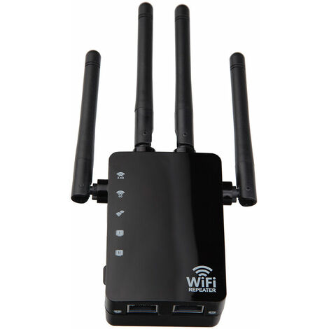 Amplificateur de signal WiFi sans fil 1200M Dual Band Boost Répéteur 2.4 & 5.8G Routeur AP haute puissance (Noir)