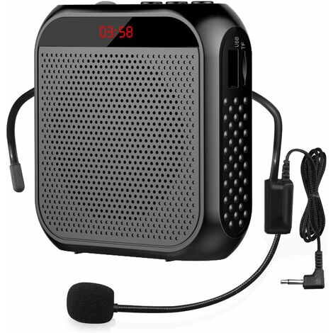 Amplificateur de voix portable avec micro filaire, haut-parleur rechargeable et haut-parleur (noir)