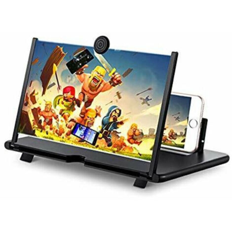 Amplificateur d'écran de Téléphone Portable, Loupe d'écran Retirable 3D haute définition avec support pliable pour jeu vidéo