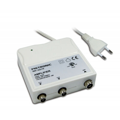 Amplificateur d'intérieur FM/VHF/UHF à réglage de gain 30 dB avec filtre 4G - blanc