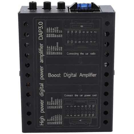 Amplificateur DSP Voiture 12V Classe AB 2/4 Ohms Stable, Boîtier Ampli Auto Noir Mat pour Système Sonore Véhicule