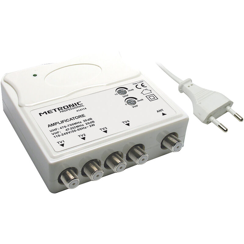 Metronic - Amplificateur interne 1 entrée-4 sorties 1 entrée Uhf-Vhf - 4 sorties tv