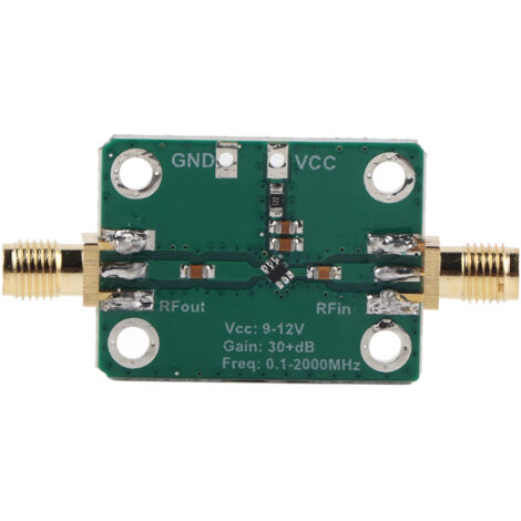 Amplificateur LNA Large Bande 0.1-2000MHz, Gain Élevé 30dB, Faible Bruit, Alimentation 9-12VDC, Connecteur SMA Femelle