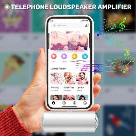 Amplificateur mini haut-parleur stéréo 3,5 mm pour téléphone portable, tablette et PC - Blanc