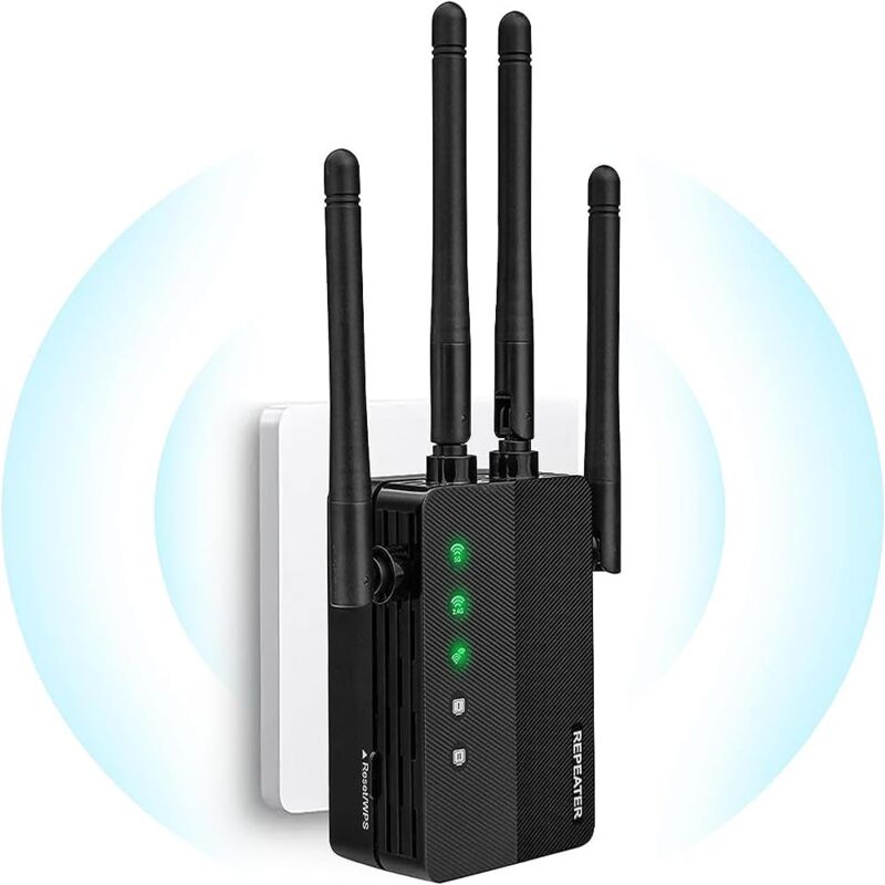 Amplificateur sans fil WiFi Extender 2023 1200 Mbps portée jusqu'à 9500 pieds carrés et 35 appareils, amplificateur de signal répéteur avec port