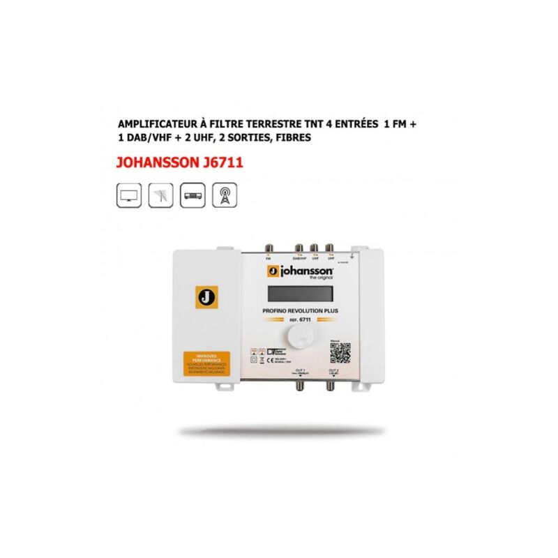 Amplificateur tnt à filtre terrestre 4 entrées 1 fm + 1 dab/vhf + 2 uhf, 2 Sorties, Fibres, Centrale Processeur Profino