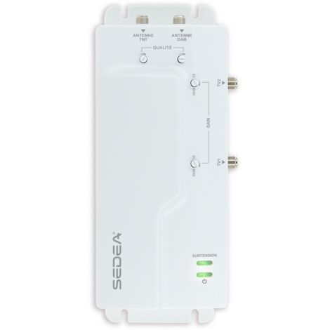 Sedea – Amplificateur TV intérieur 30 dB réglable – 2 entrées coaxiales – 2 sorties – Filtre LTE 700 pour interférences 5G