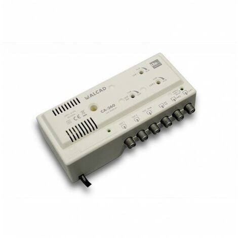 Amplificateur UHF-UHF-VHF/FM 3 Entrées 2 Sorties Multibande Alcad CA-360 - Gain UHF 42dB, IP20, Connecteur F, Filtre LTE700/800