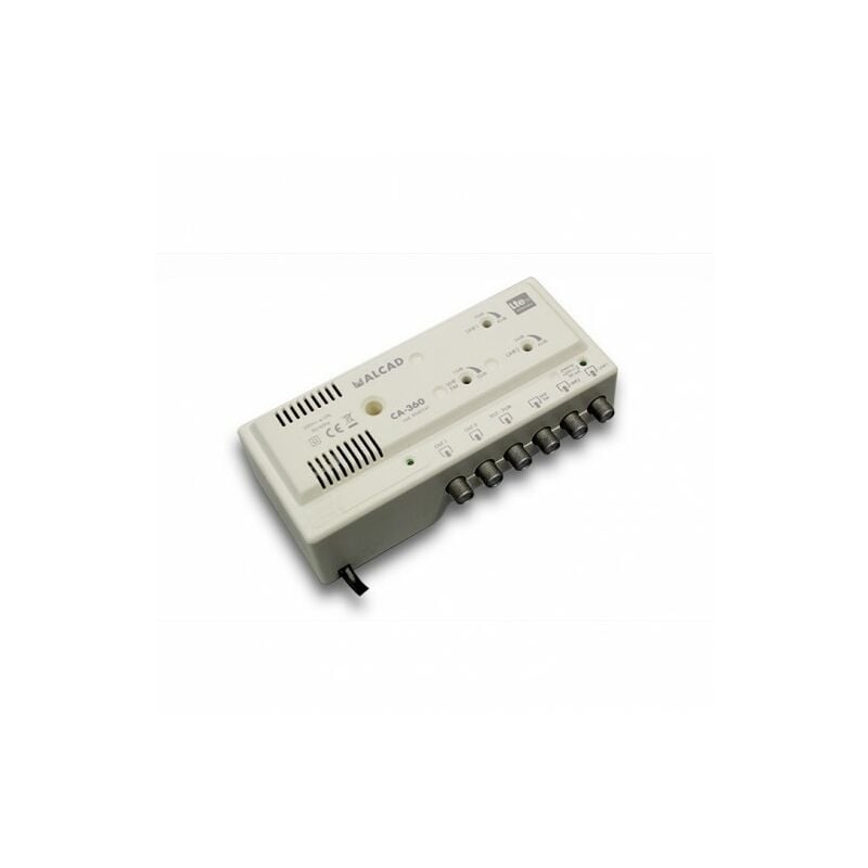 ME - Amplificateur uhf-uhf-vhf/fm 3 Entrées 2 Sorties Multibande Alcad CA-360 - Gain uhf 42dB, IP20, Connecteur f, Filtre LTE700/800