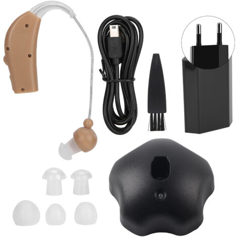 Amplificateur Vocal Léger pour Oreille, Aide Auditive Faible Distorsion pour Personnes Âgées - Prise UE 100-240V