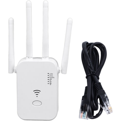 Amplificateur WiFi 300M Portée Étendue Répéteur Signal Internet Booster pour Maison Prise US 110‑240V Blanc