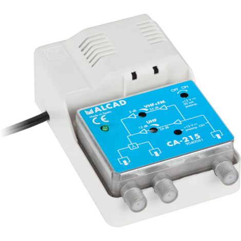 Amplificatore antenna a banda larga splitter 2 TV IP20 12V Alcad CA-215
