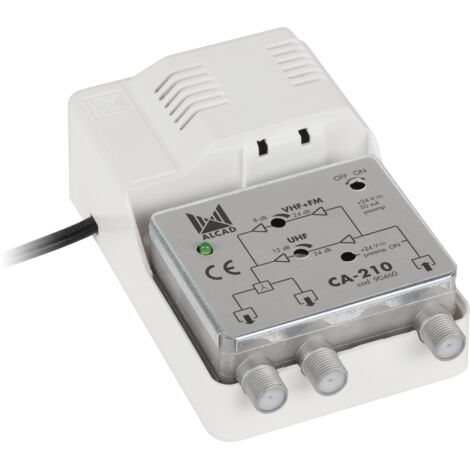Amplificatore antenna a banda larga splitter 2 TV IP20 24V Alcad CA-210
