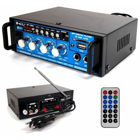 Amplificatore audio bluetooth stereo HI-FI USB AUX FM 2 canali casa auto BT188A