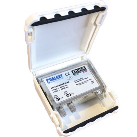 Amplificatore DT 5G per antenne 2 uscite guadagno 20 dB regolabile connessione a F