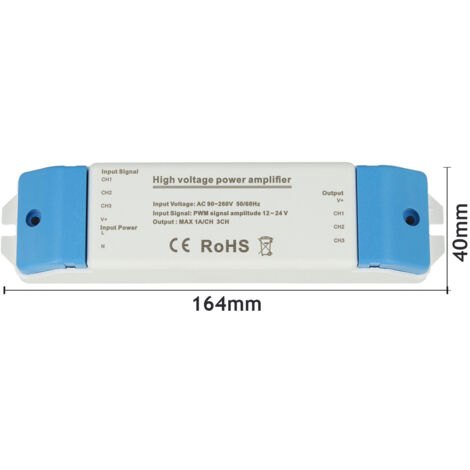 Amplificatore Led RGB e Mono Colore 220V 3X2A Per Striscia Led Alta Tensione Compatibile Con Centralina 12V 24V