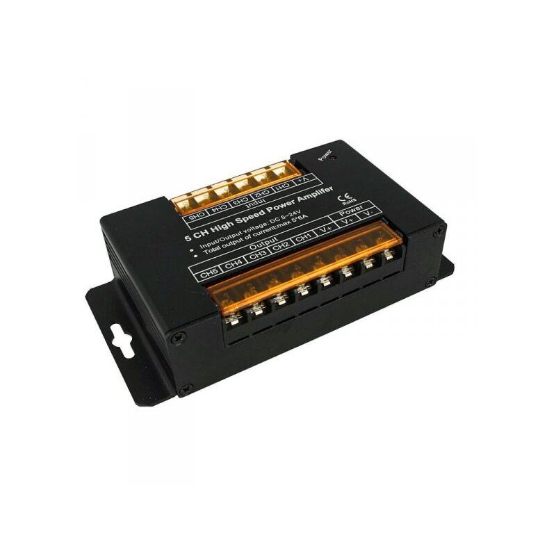 Amplificatore Segnale PWM 5 Canali Per Striscia Led RGBWW RGB+CCT 12V 24V 5X6A AP105