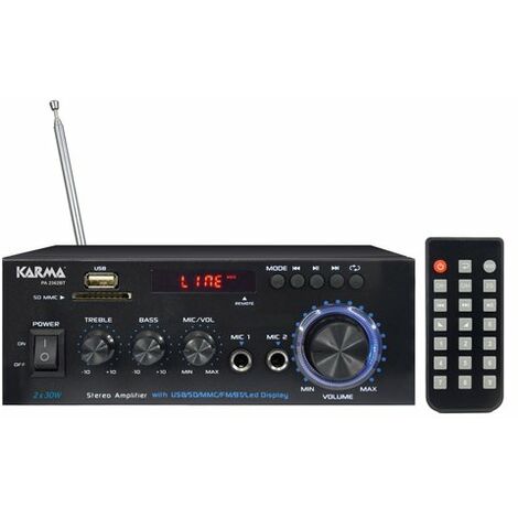 Amplificatore Stereo Karma PA 2362BT da 2x30W Nero con Bluetooth