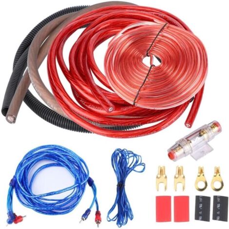 Amplifier Wiring Kit, 4 Gauge 2800W Car Audio Amplifier Speaker Subwoofer Wiring Installation Kit Includes Fuse