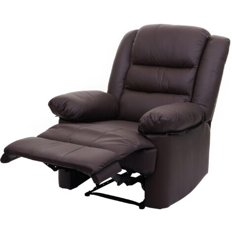 Amplio y cómodo sillón TV reclinable en piel marrón y PVC 101x87x100 cm 040006883
