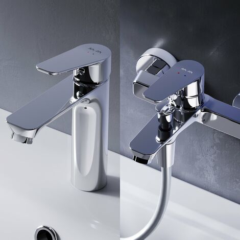 AM.PM Armaturen Set Serie Einhebelmischer Waschtischarmatur und Wannenarmatur Brausearmatur Set Waschtisch Armatur Wannenarmatur , Chrom