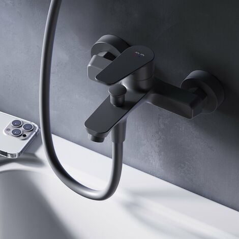 AM.PM Badewannenarmatur Wannenarmatur Schwarz Einhebelmischer Wandmontage Bad Messing Badewannen Armaturen
